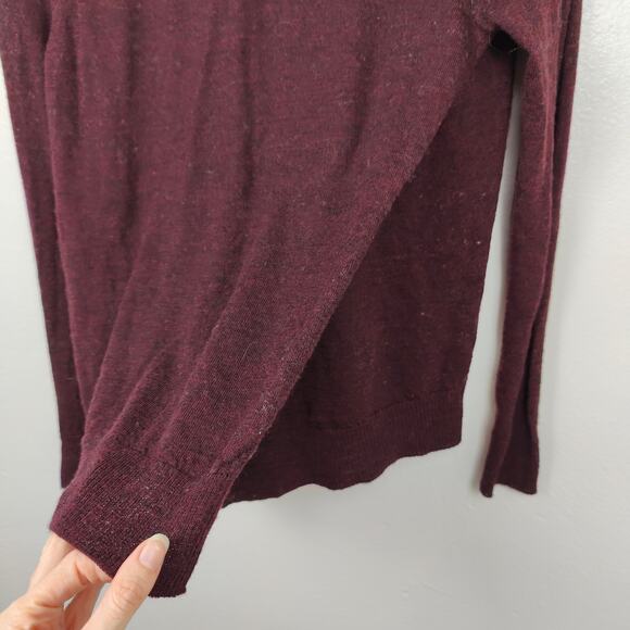 AllSaints Wasson Jumper Womens 4 Burgundy Draped Back 100% Merino Wool Goth - Picture 5 of 9